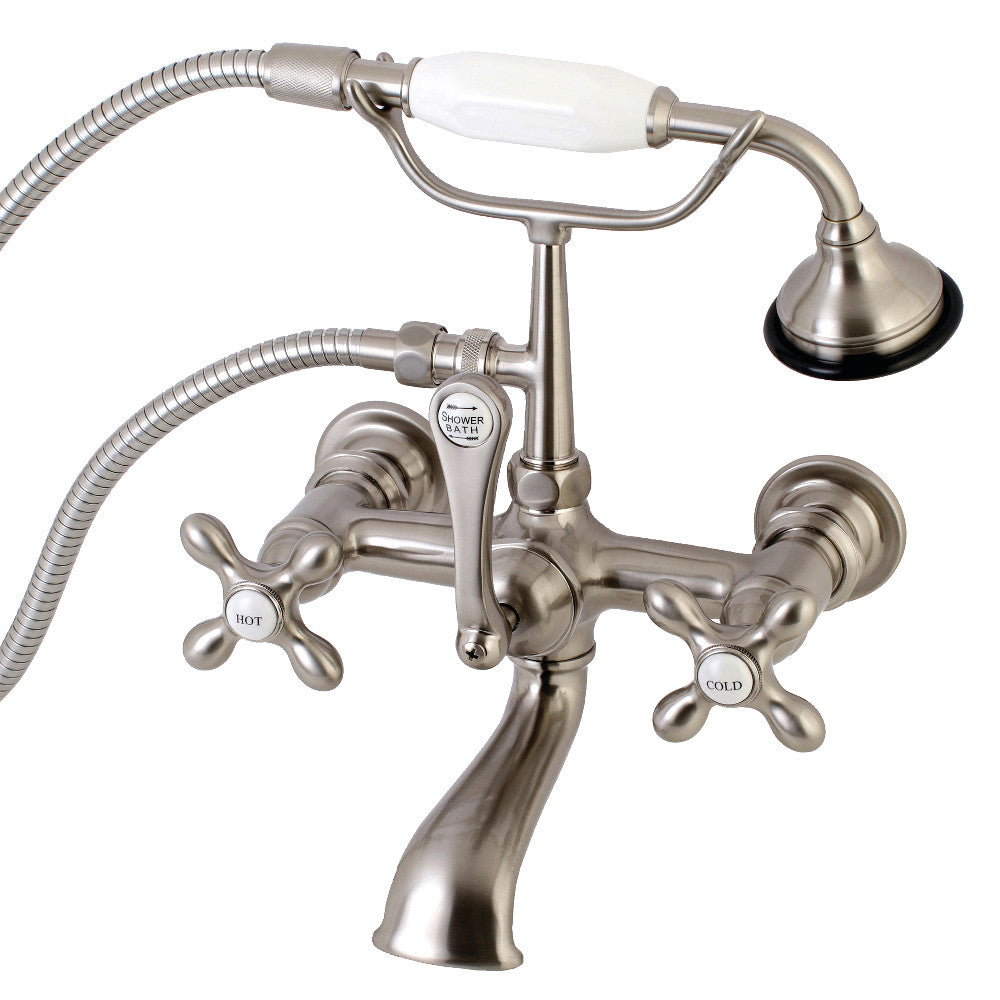 Kingston Brass AE557T8 Aqua Vintage 7-Inch Wall Mount Tub Faucet with Hand Shower, Brushed Nickel - BNGBath
