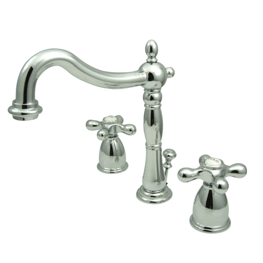 Kingston Brass KB1971AX Heritage Widespread Bathroom Faucet with Plastic Pop-Up, Polished Chrome - BNGBath