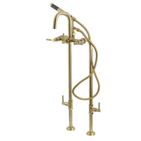 Thumbnail for Aqua Vintage CCK8407DL Concord Freestanding Tub Faucet with Supply Line, Stop Valve, Brushed Brass - BNGBath