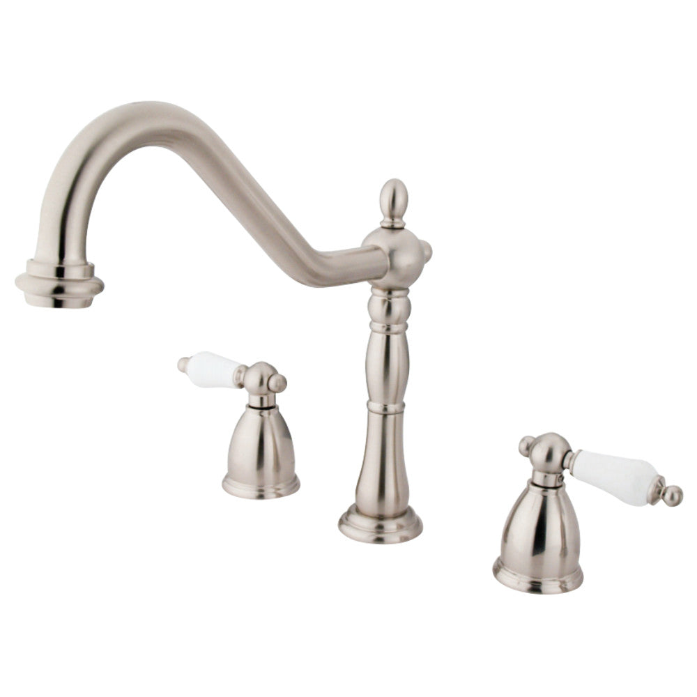 Kingston Brass KB1798PLLS Widespread Kitchen Faucet, Brushed Nickel - BNGBath
