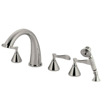 Thumbnail for Kingston Brass KS23685CFL Century Roman Tub Faucet with Hand Shower, Brushed Nickel - BNGBath
