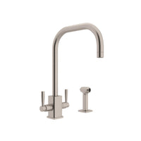 Thumbnail for Perrin & Rowe Holborn Single Hole U-Spout Kitchen Faucet with Square Body and Sidespray - BNGBath