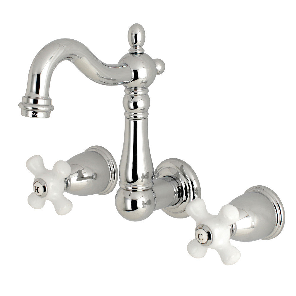 Kingston Brass KS1221PX 8-Inch Center Wall Mount Bathroom Faucet, Polished Chrome - BNGBath