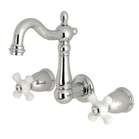 Thumbnail for Kingston Brass KS1221PX 8-Inch Center Wall Mount Bathroom Faucet, Polished Chrome - BNGBath