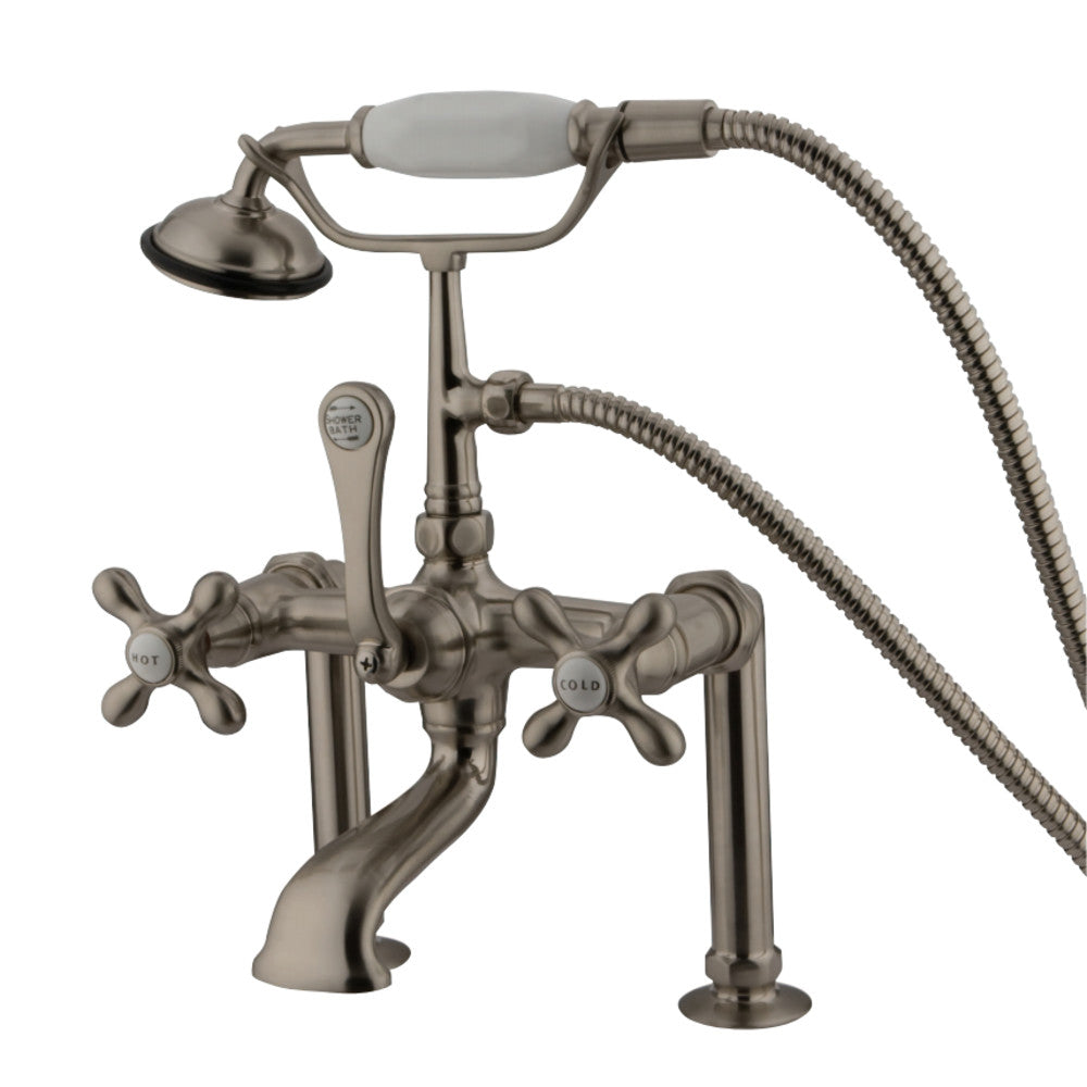 Kingston Brass CC109T8 Vintage 7-Inch Deck Mount Clawfoot Tub Faucet with Hand Shower, Brushed Nickel - BNGBath