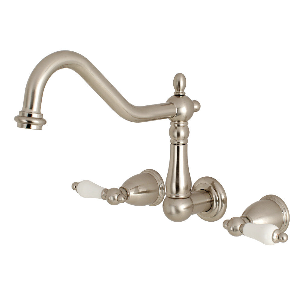 Kingston Brass KS1028PL Heritage Wall Mount Tub Faucet, Brushed Nickel - BNGBath
