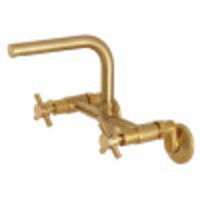 Thumbnail for Kingston Brass Concord 8-Inch Adjustable Center Wall Mount Kitchen Faucet, Brushed Brass - BNGBath