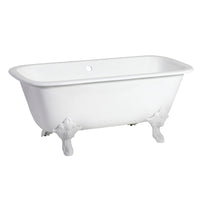 Thumbnail for Aqua Eden VCTQND6732NLW 67-Inch Cast Iron Double Ended Clawfoot Tub (No Faucet Drillings), White - BNGBath
