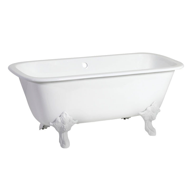 Aqua Eden VCTQND6732NLW 67-Inch Cast Iron Double Ended Clawfoot Tub (No Faucet Drillings), White - BNGBath