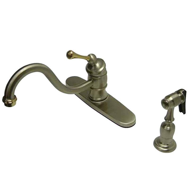 Kingston Brass KB3579BLBS 8-Inch Kitchen Faucet, Brushed Nickel/Polished Brass - BNGBath