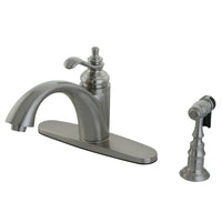 Thumbnail for Gourmetier GS6578TLBS Templeton Single-Handle Kitchen Faucet with Brass Sprayer, Brushed Nickel - BNGBath