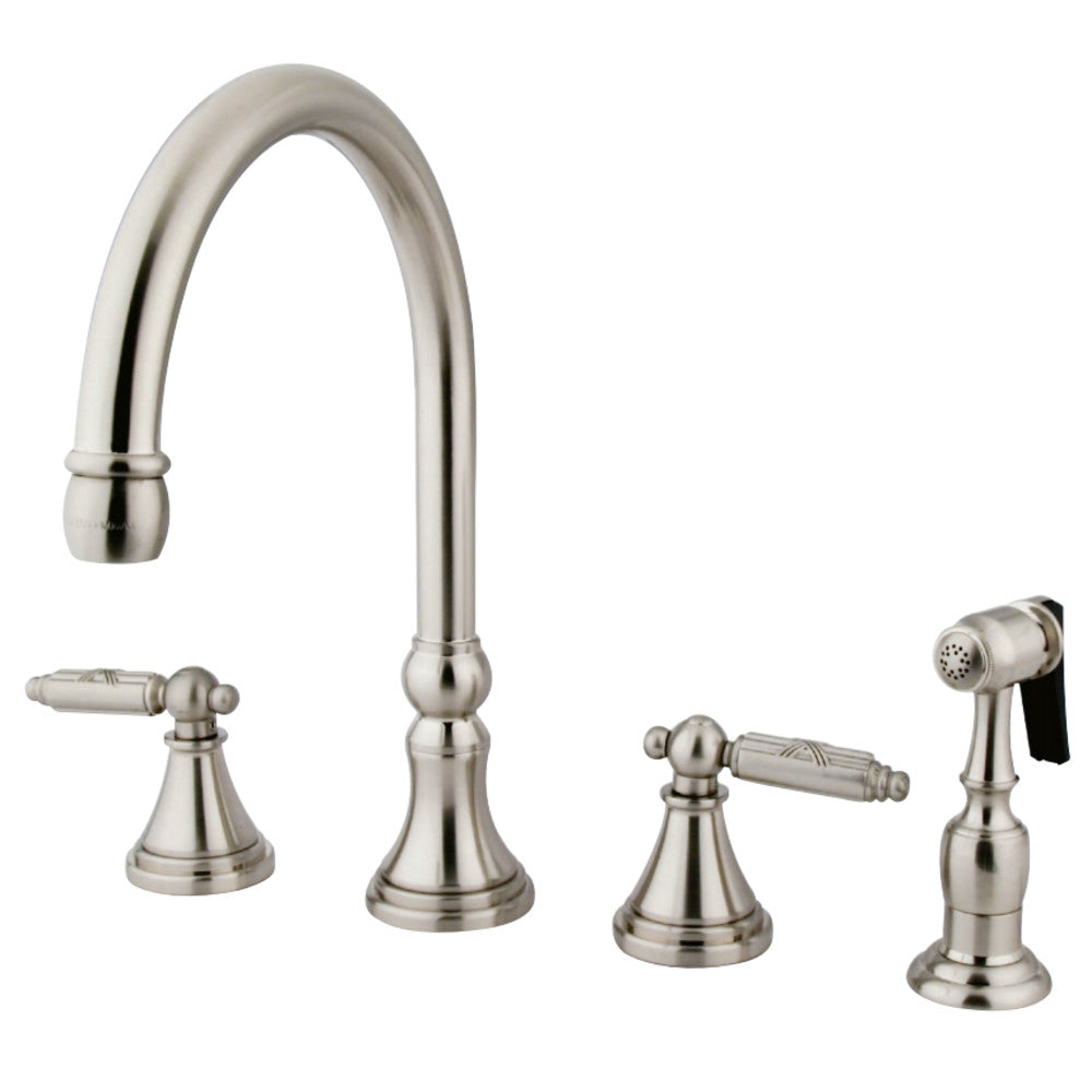 Gourmetier GS2798GLBS Widespread Kitchen Faucet with Brass Sprayer,, Brushed Nickel - BNGBath