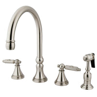 Thumbnail for Gourmetier GS2798GLBS Widespread Kitchen Faucet with Brass Sprayer,, Brushed Nickel - BNGBath
