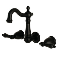 Thumbnail for Kingston Brass KS1220AL 8-Inch Center Wall Mount Bathroom Faucet, Matte Black - BNGBath
