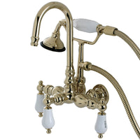 Thumbnail for Kingston Brass AE9T2 Aqua Vintage Wall Mount Clawfoot Tub Faucet, Polished Brass - BNGBath