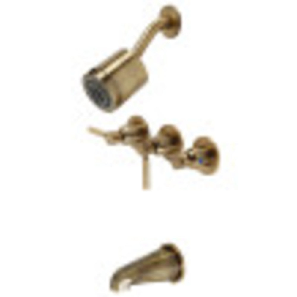 Kingston Brass KBX8133DL Concord Three-Handle Tub and Shower Faucet, Antique Brass - BNGBath