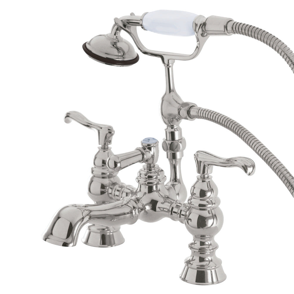 Kingston Brass CC1152T8 Vintage 7-Inch Deck Mount Tub Faucet with Hand Shower, Brushed Nickel - BNGBath