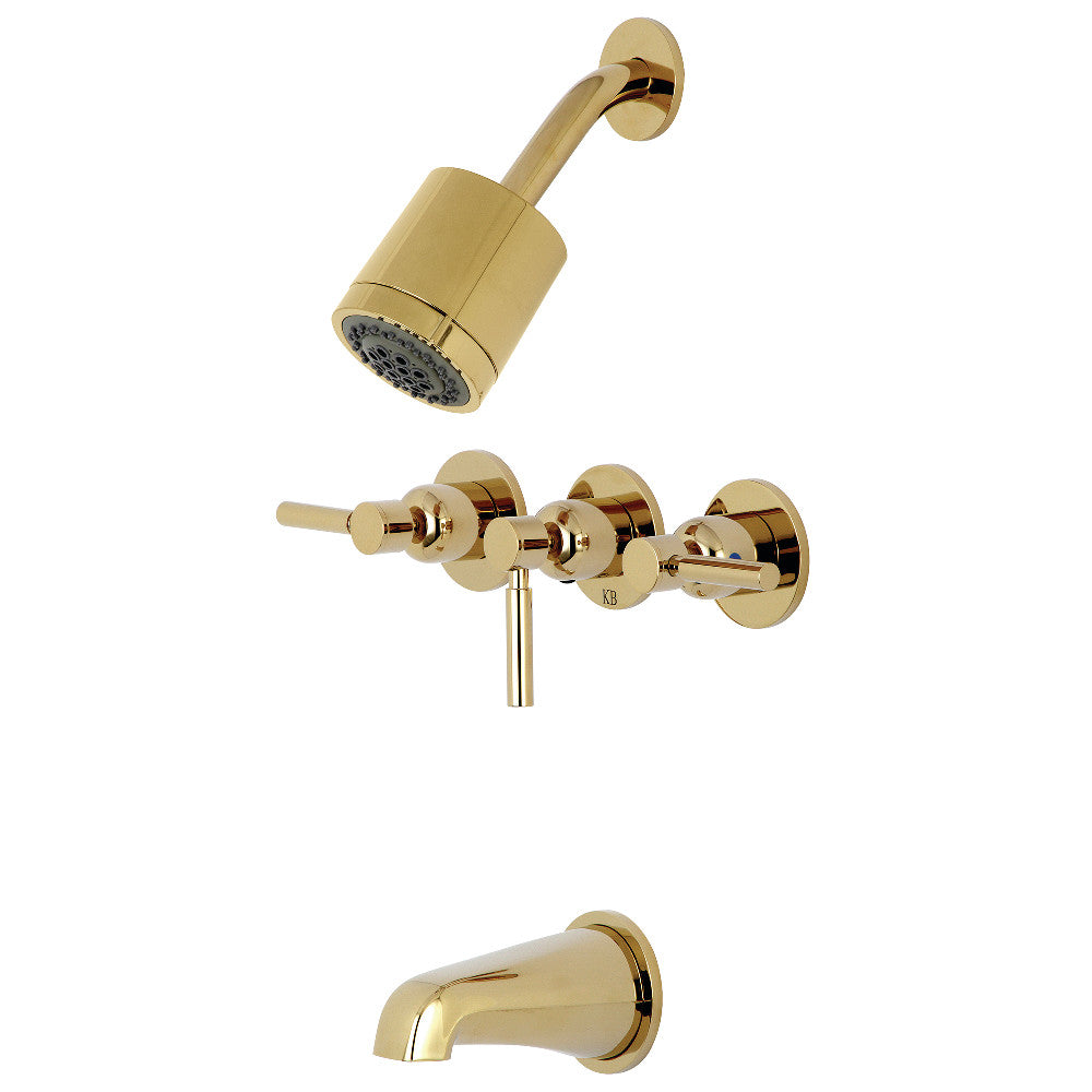 Kingston Brass KBX8132DL Concord Three-Handle Tub and Shower Faucet, Polished Brass - BNGBath