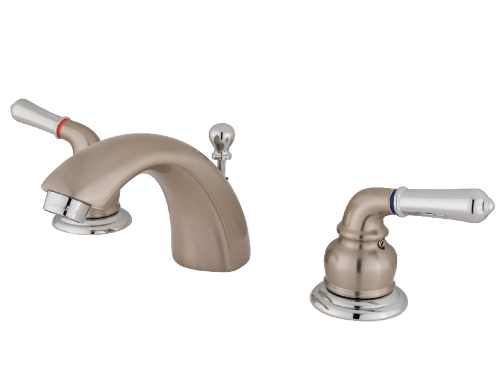 Kingston Brass KS2957 Mini-Widespread Bathroom Faucet, Brushed Nickel/Polished Chrome - BNGBath