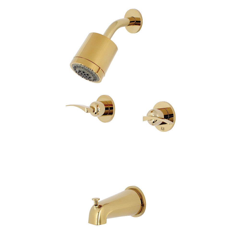 Kingston Brass KBX8142EFL Centurion Two-Handle Tub and Shower Faucet, Polished Brass - BNGBath