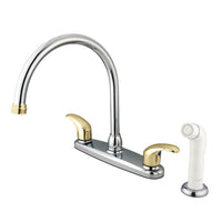 Thumbnail for Kingston Brass KB6794LL Legacy 8-Inch Centerset Kitchen Faucet, Polished Chrome/Polished Brass - BNGBath
