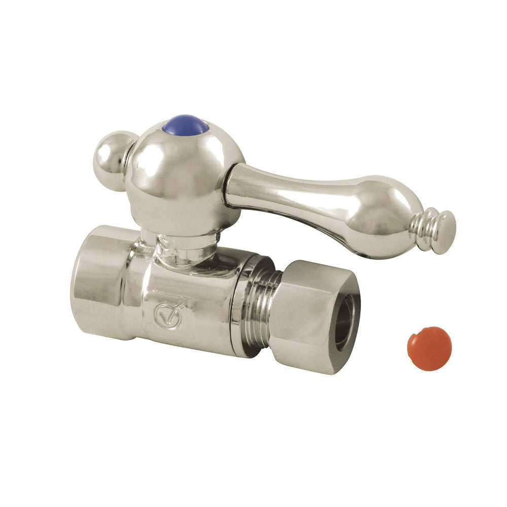 Kingston Brass CC43258 1/2" Sweat X 3/8" O.D. Comp Straight Shut-Off Valve, Brushed Nickel - BNGBath