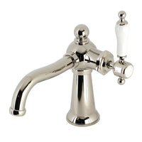 Thumbnail for Kingston Brass KS154KLPN Nautical Single-Handle Bathroom Faucet with Push Pop-Up, Polished Nickel - BNGBath