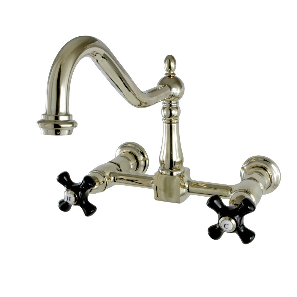 Kingston Brass KS1242PKX Duchess Wall Mount Bridge Kitchen Faucet, Polished Brass - BNGBath