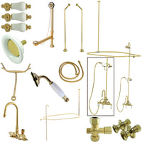 Thumbnail for Kingston Brass CCK2182PL Vintage High Arc Gooseneck Clawfoot Tub Faucet Package, Polished Brass - BNGBath