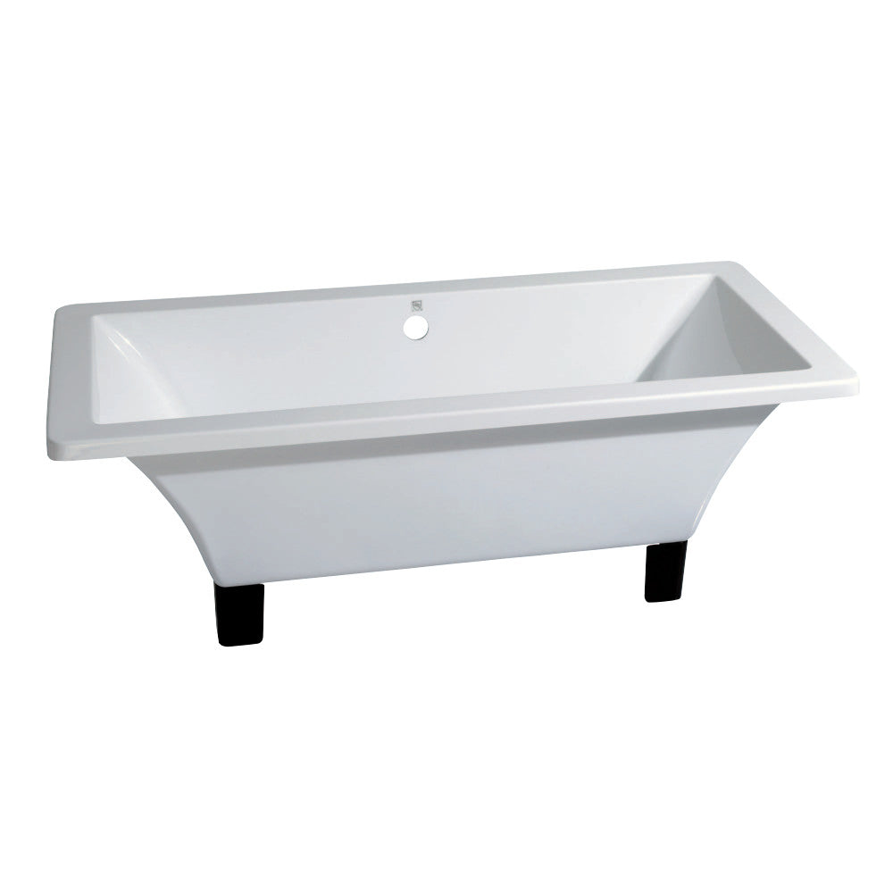 Aqua Eden VTSQ673018A5 67-Inch Acrylic Double Ended Clawfoot Tub (No Faucet Drillings), White/Oil Rubbed Bronze - BNGBath