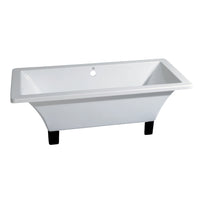 Thumbnail for Aqua Eden VTSQ673018A5 67-Inch Acrylic Double Ended Clawfoot Tub (No Faucet Drillings), White/Oil Rubbed Bronze - BNGBath