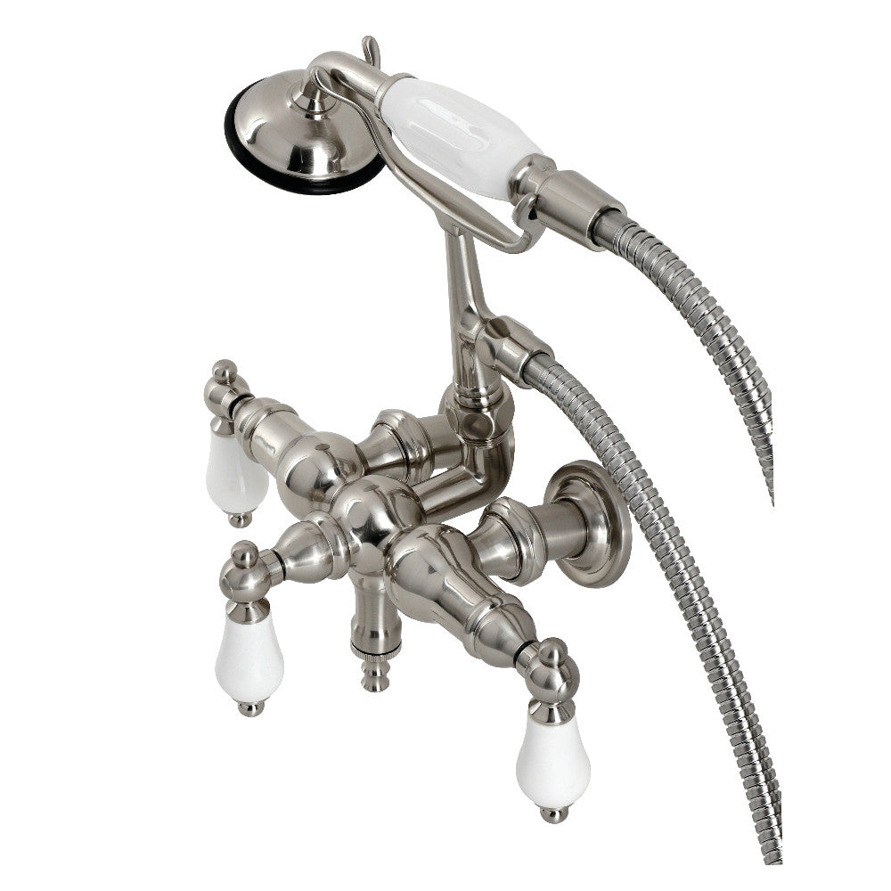 Kingston Brass CA23T8 Vintage 3-3/8" Tub Wall Mount Clawfoot Tub Faucet with Hand Shower, Brushed Nickel - BNGBath