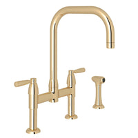 Thumbnail for Perrin & Rowe Holborn U-Spout Bridge Kitchen Faucet with Sidespray - BNGBath