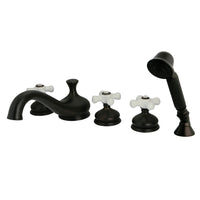 Thumbnail for Kingston Brass KS33355PX Roman Tub Faucet with Hand Shower, Oil Rubbed Bronze - BNGBath