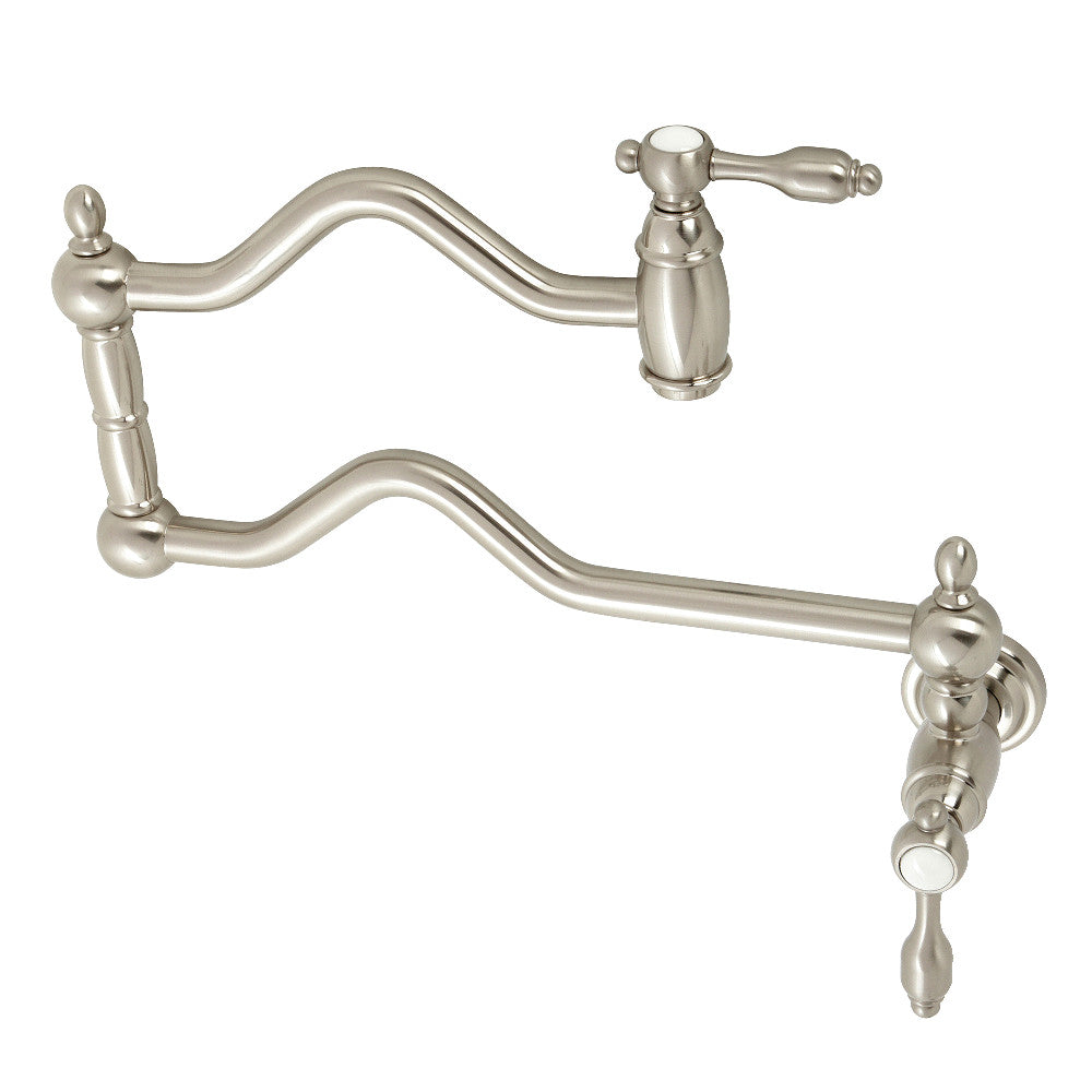 Kingston Brass KS2108TAL Tudor Wall Mount Pot Filler, Brushed Nickel - BNGBath