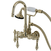 Thumbnail for Kingston Brass AE7T2 Aqua Vintage Wall Mount Clawfoot Tub Faucet, Polished Brass - BNGBath