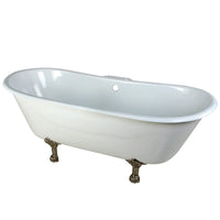 Thumbnail for Aqua Eden VCT7D6728NH8 67-Inch Cast Iron Double Slipper Clawfoot Tub with 7-Inch Faucet Drillings, White/Brushed Nickel - BNGBath