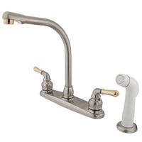 Thumbnail for Kingston Brass GKB759 Magellan Centerset Kitchen Faucet, Brushed Nickel/Polished Brass - BNGBath