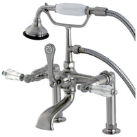 Thumbnail for Aqua Vintage AE103T8WLL Wilshire Deck Mount Clawfoot Tub Faucet, Brushed Nickel - BNGBath