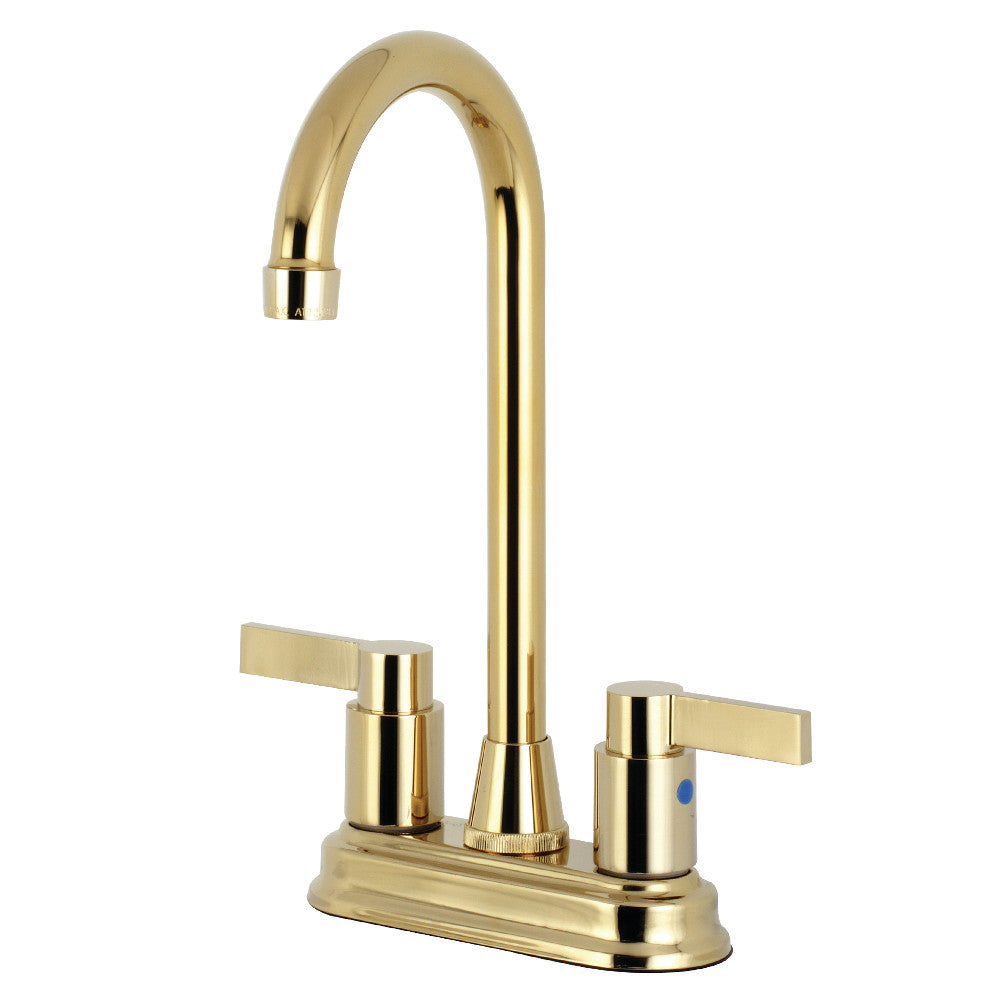 Kingston Brass KB8492NDL NuvoFusion 4" Centerset Bar Faucet, Polished Brass - BNGBath