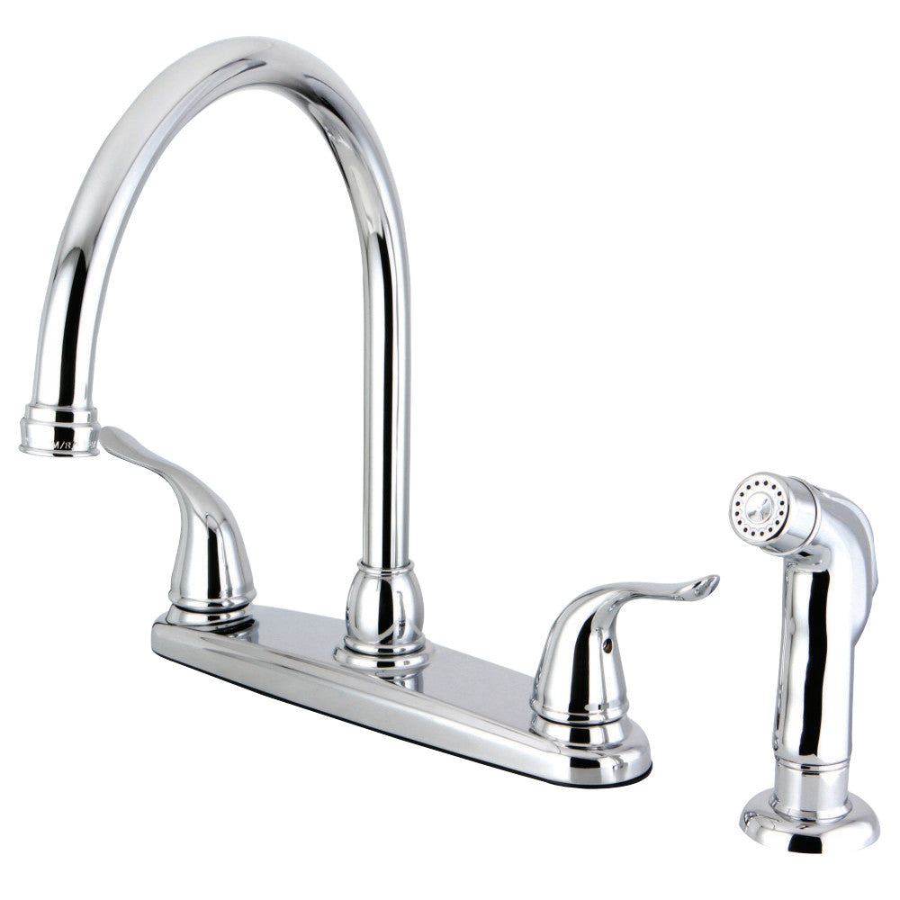 Kingston Brass FB2791YLSP Yosemite 8-Inch Centerset Kitchen Faucet with Sprayer, Polished Chrome - BNGBath