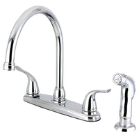 Thumbnail for Kingston Brass FB2791YLSP Yosemite 8-Inch Centerset Kitchen Faucet with Sprayer, Polished Chrome - BNGBath