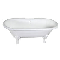 Thumbnail for Aqua Eden VCT7DE7232NLW 72-Inch Cast Iron Double Ended Clawfoot Tub with 7-Inch Faucet Drillings, White - BNGBath