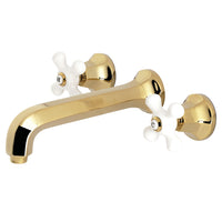 Thumbnail for Kingston Brass KS4122PX Metropolitan 2-Handle Wall Mount Bathroom Faucet, Polished Brass - BNGBath