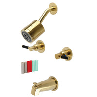 Thumbnail for Kingston Brass KBX8147DKL Kaiser Two-Handle Tub and Shower Faucet, Brushed Brass - BNGBath