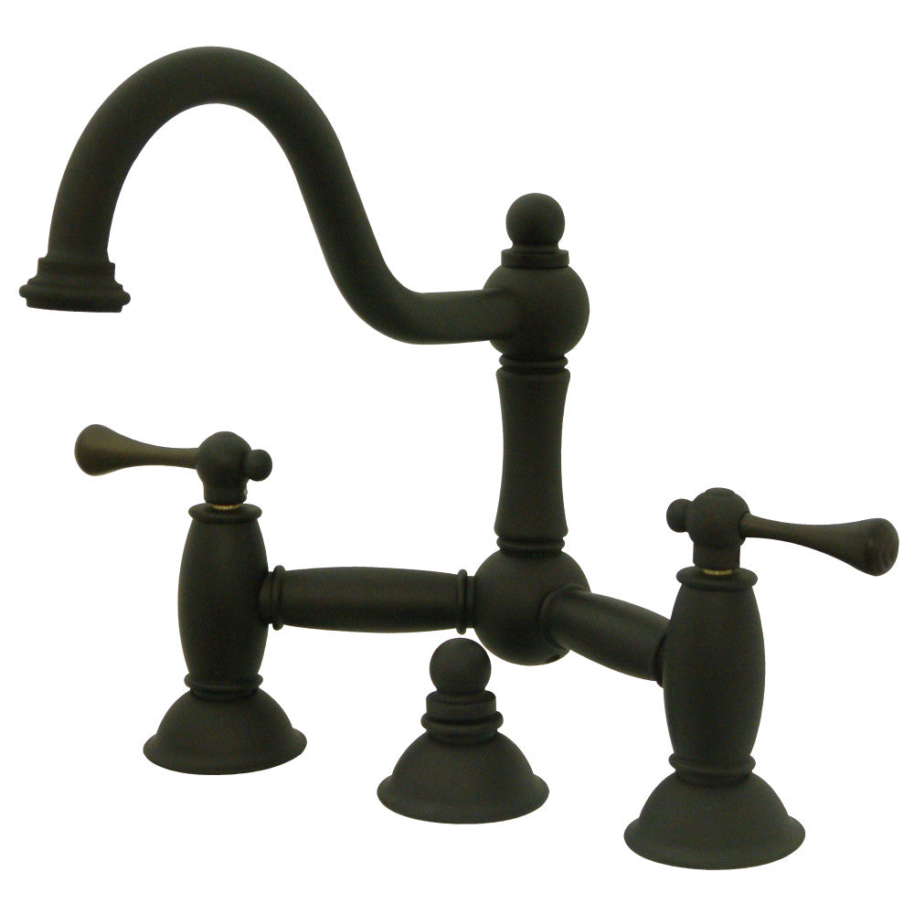 Kingston Brass KS3915BL Restoration Bathroom Bridge Faucet, Oil Rubbed Bronze - BNGBath