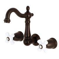 Thumbnail for Kingston Brass KS1225PX 8-Inch Center Wall Mount Bathroom Faucet, Oil Rubbed Bronze - BNGBath
