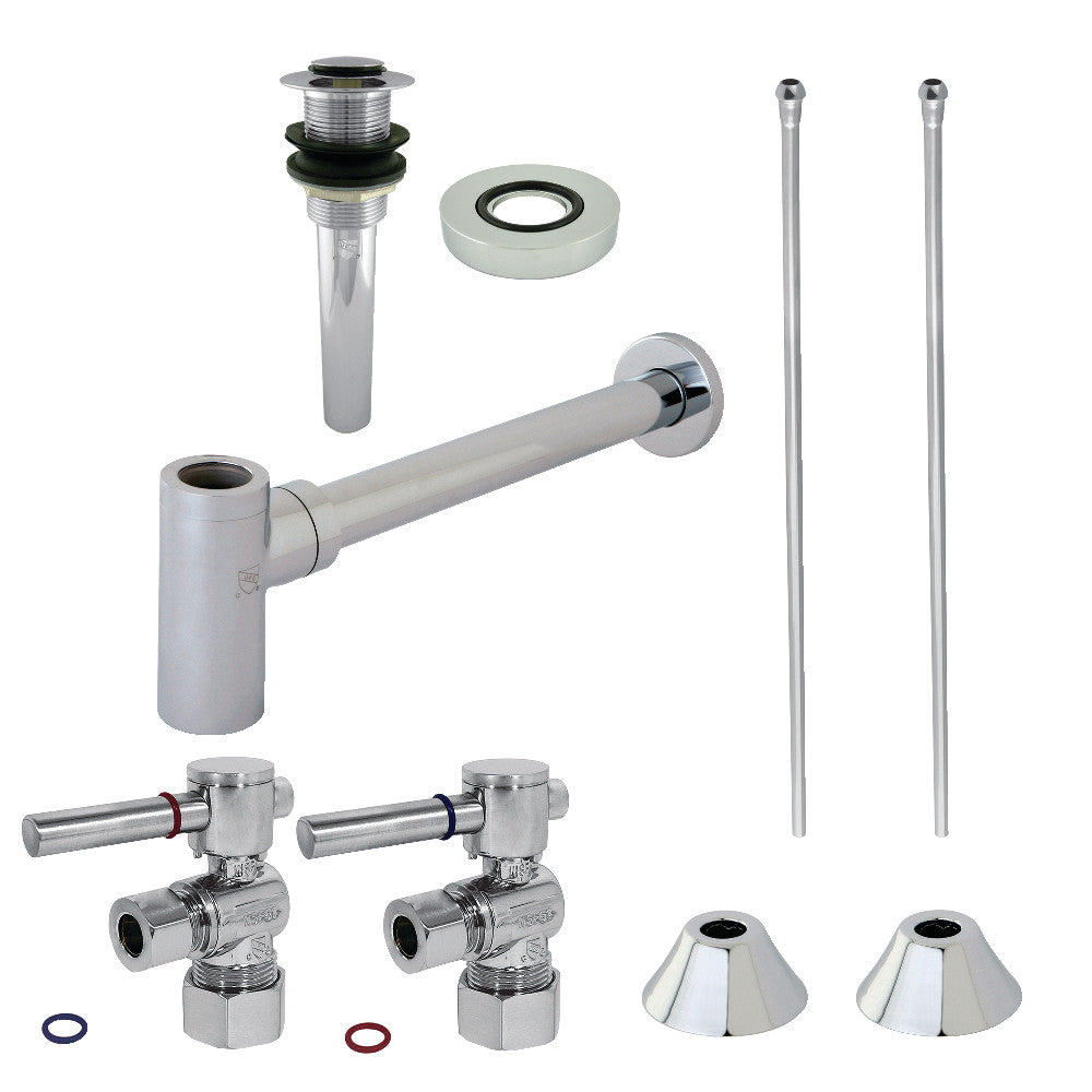Kingston Brass CC53301DLVKB30 Modern Plumbing Sink Trim Kit with Bottle Trap and Drain, Polished Chrome - BNGBath