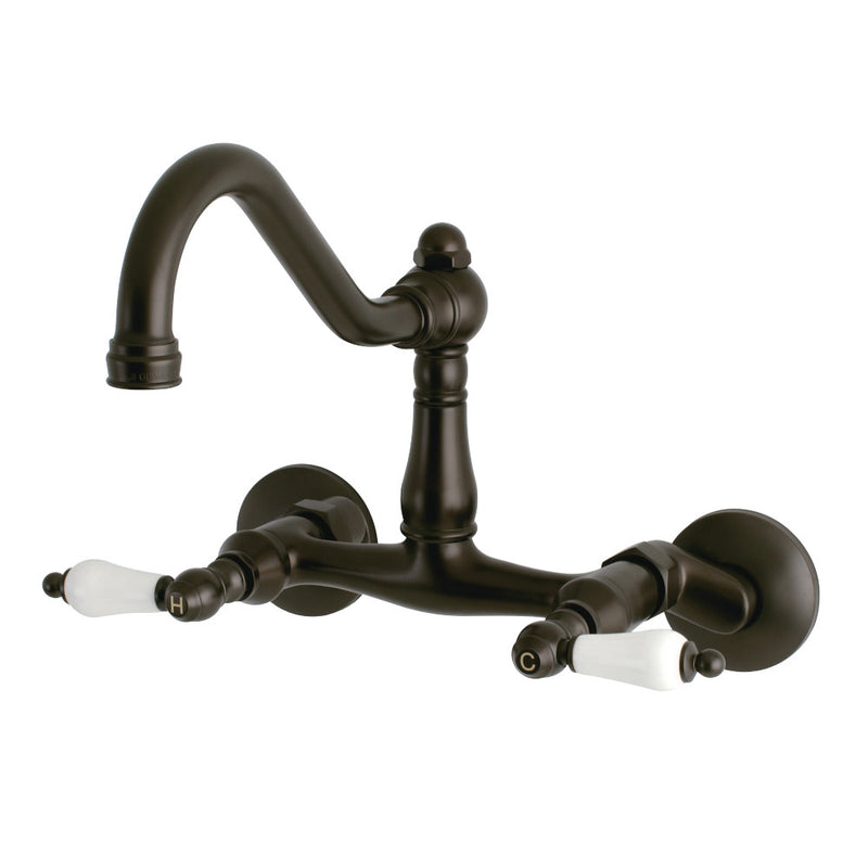 Kingston Brass KS3225PL Vintage 6" Adjustable Center Wall Mount Kitchen Faucet, Oil Rubbed Bronze - BNGBath