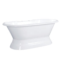 Thumbnail for Aqua Eden VCT7D663024 66-Inch Cast Iron Double Ended Pedestal Tub with 7-Inch Faucet Drillings, White - BNGBath